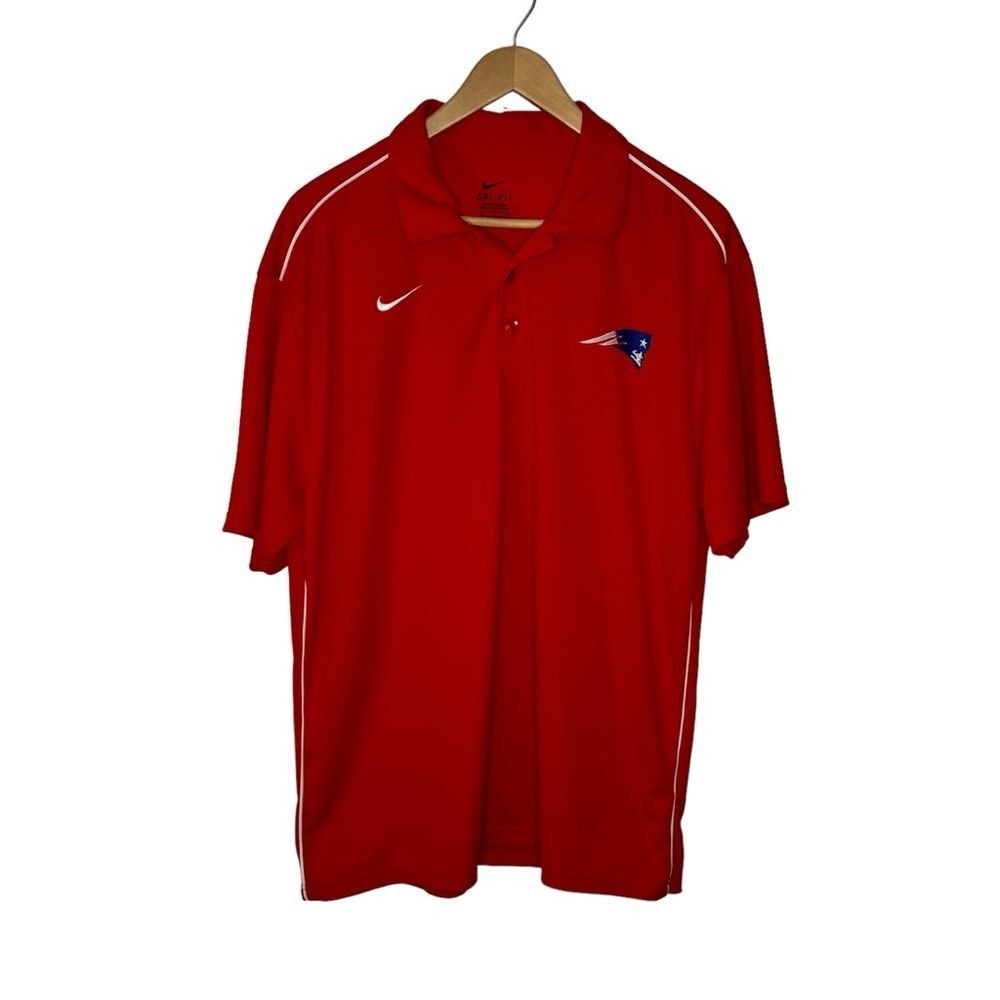 Nike Dri-Fit Men's Red Short Sleeve New England Patriots Collared Shirt Size XL